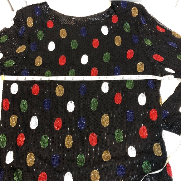 Vintage Beaded Black Silk Top - Picture 8 of 10